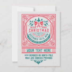 Invitation de la carte de Noël de style Vintage pe