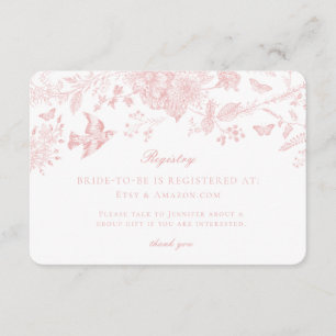 Invitation de la carte d'enregistrement Pink Toile