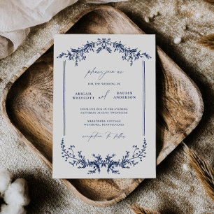Invitation de la carte Faire-part de mariage bleu