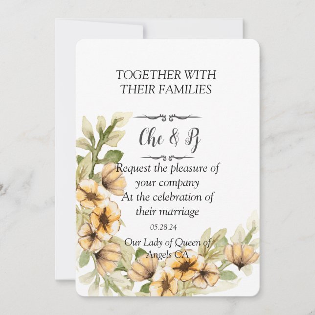 Invitation de la carte Floral mariage (Devant)