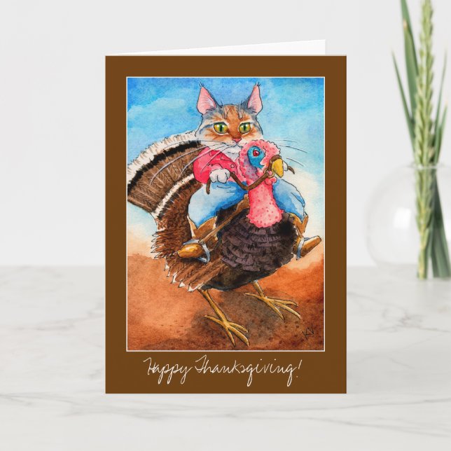 Invitation de la carte Thanksgiving du chat-wrangl (Devant)