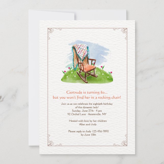 Invitation de la chaise à rocher (Devant)