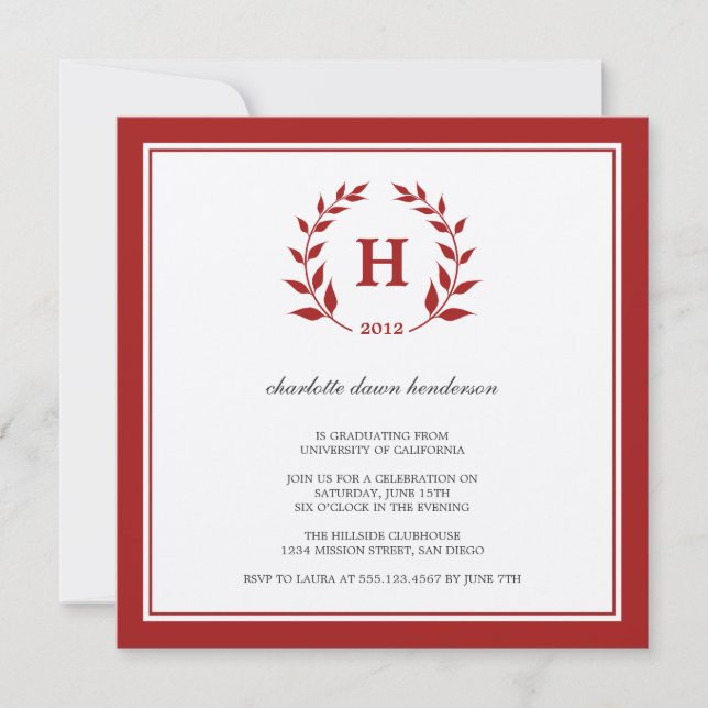 Invitation de la classe de remise de diplômes de m (Devant)