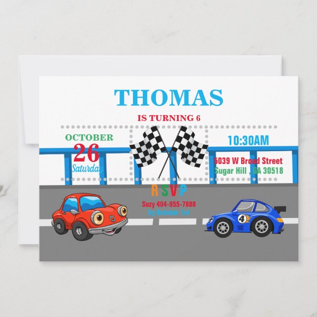 Invitation de la course automobile (Devant)