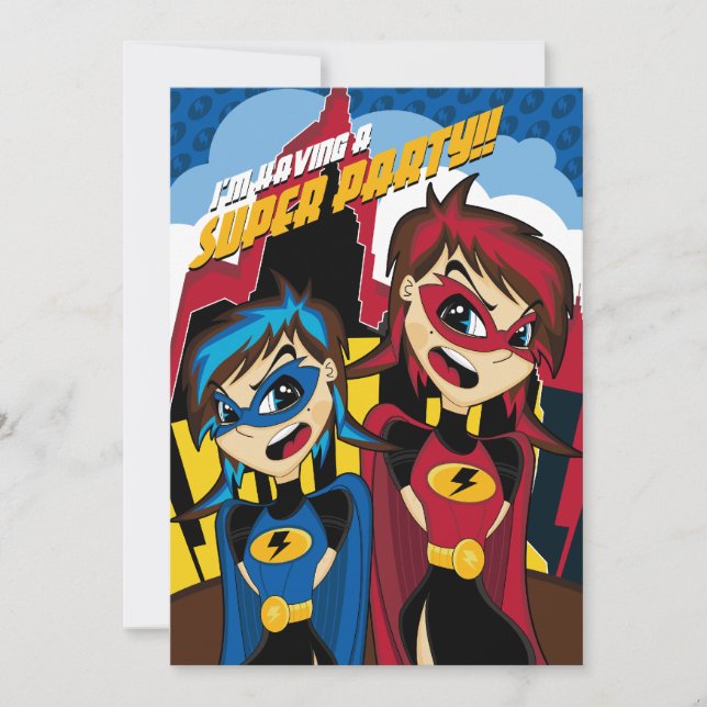Invitation de la Coute Superhero Girl Party (Devant)