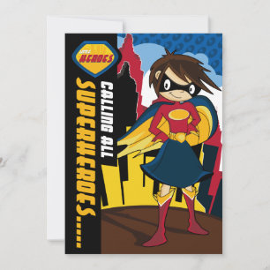Invitation de la Coute Superhero Girl Party
