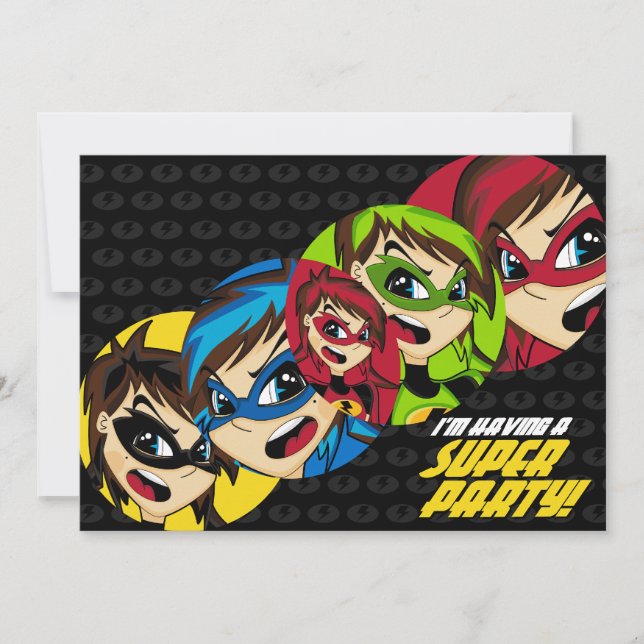 Invitation de la Coute Superhero Girl Party (Devant)