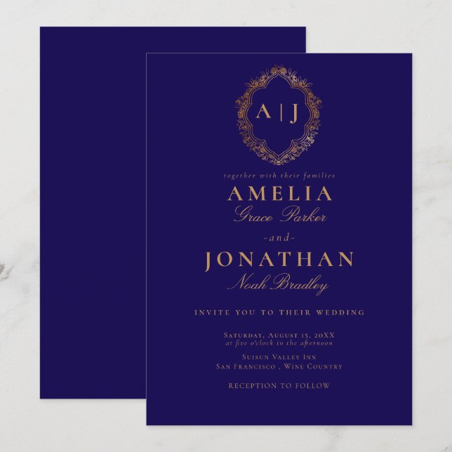 Invitation de la crête Mariage victorienne (Devant / Derrière)