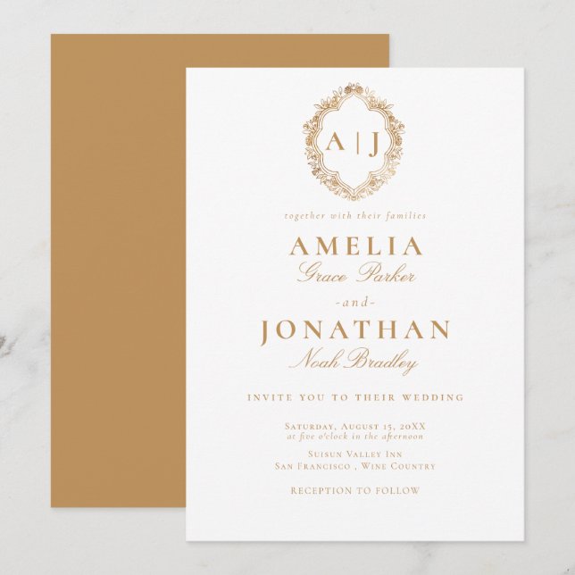 Invitation de la crête Mariage victorienne (Devant / Derrière)