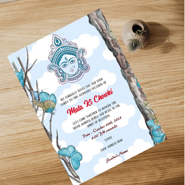 Invitation de la déesse Mata Ki Chowki Durga Jagra (Créateur téléchargé)