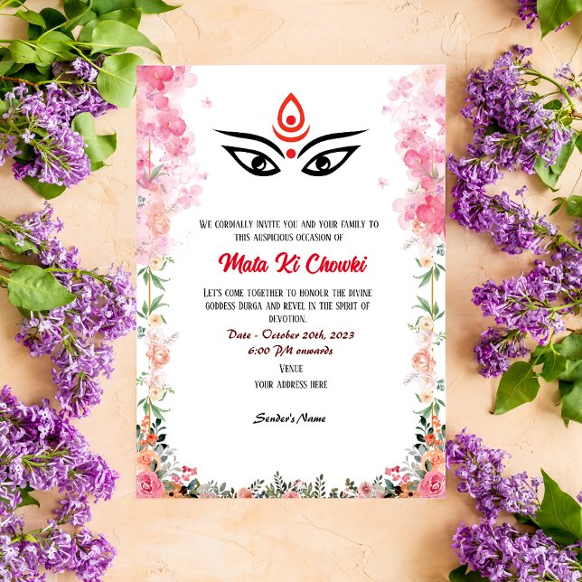 Invitation de la déesse Mata Ki Chowki Durga Jagra (Créateur téléchargé)