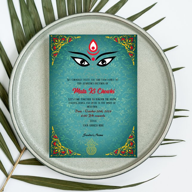 Invitation de la déesse Mata Ki Chowki Durga Jagra (Créateur téléchargé)