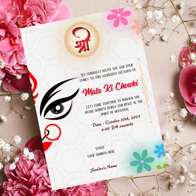 Invitation de la déesse Mata Ki Chowki Durga Jagra (Créateur téléchargé)
