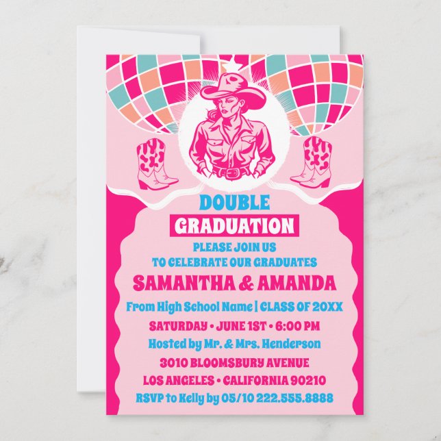 Invitation de la Double Graduation Space Cowgirl (Devant)