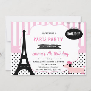 Invitation de la douche d'anniversaire de Paris