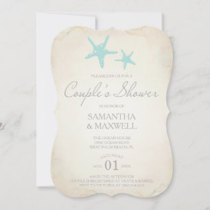 Invitation de la douche du couple de plage -