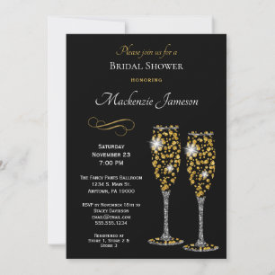 Invitation de la douche nuptiale Champagne Black