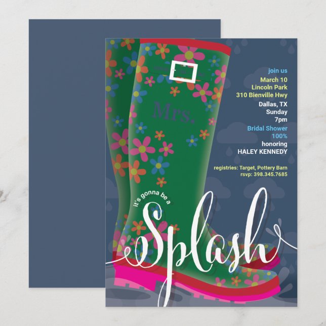 Invitation de la douche nuptiale de démarrage en c (Devant / Derrière)
