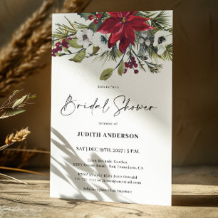 Invitation de la douche nuptiale de Noël Poinsetti