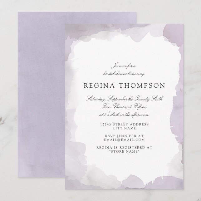 Invitation de la douche nuptiale Debonair Lavender (Devant / Derrière)