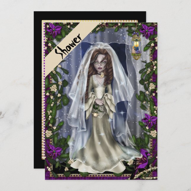 Invitation de la douche nuptiale d'Halloween (Devant / Derrière)