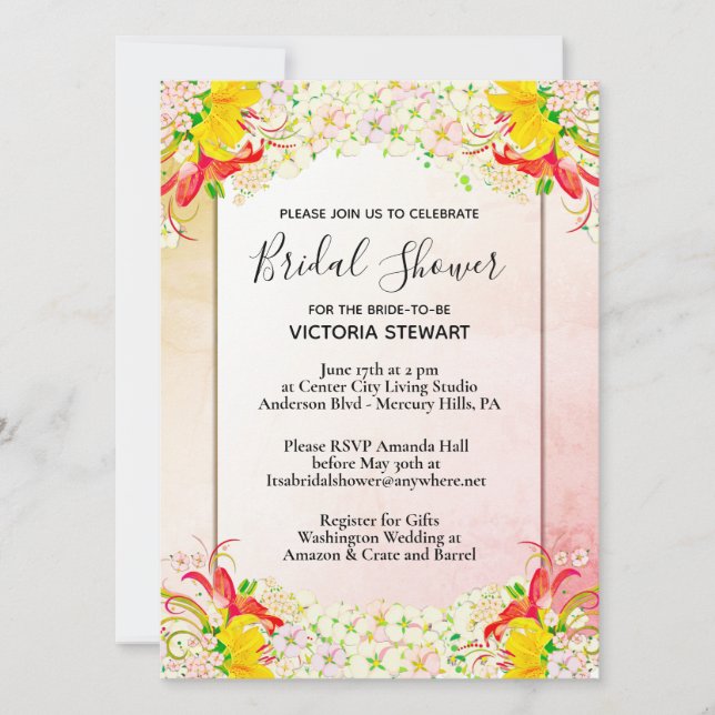 Invitation de la douche nuptiale du Jardin de fleu (Devant)