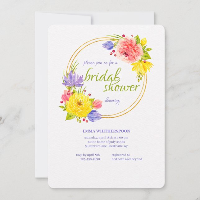 Invitation de la douche nuptiale du printemps (Devant)