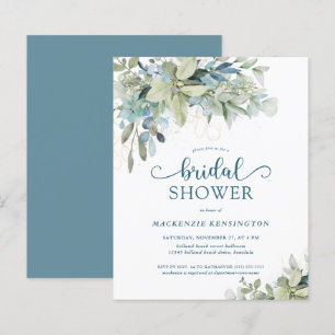 Invitation de la douche nuptiale Eucalyptus bleu B