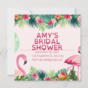 Invitation de la douche nuptiale Flamant rose