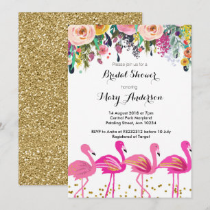 Invitation de la douche nuptiale Flamant rose