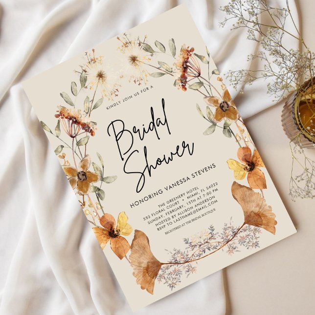 Invitation de la douche nuptiale Fleur sauvage Boh (Créateur téléchargé)