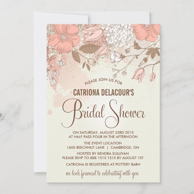 Invitation de la douche nuptiale Fleurs de printem (Devant)