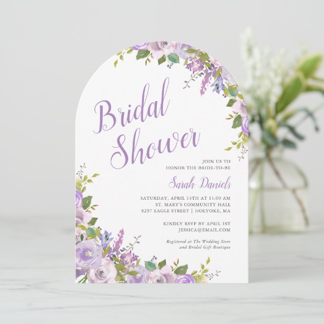 Invitation de la douche nuptiale florale Lilac (Debout devant)