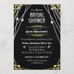 Invitation de la douche nuptiale Gatsby Art Déco