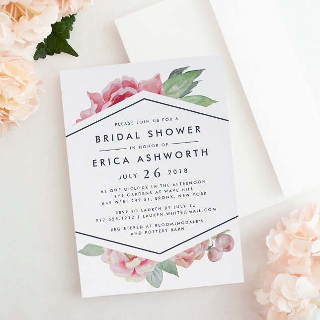 Invitation de la douche nuptiale Peony antique | B (Créateur téléchargé)
