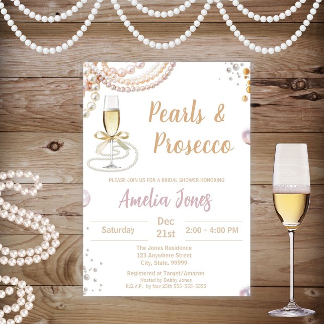 Invitation de la douche nuptiale Prosecco et Pearl (Créateur téléchargé)