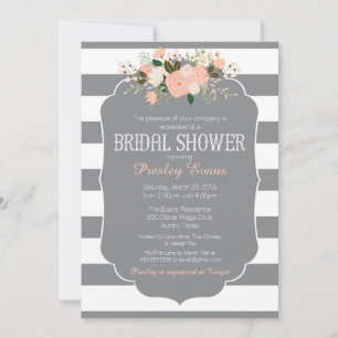 Invitation de la douche nuptiale, rayure grise pêc