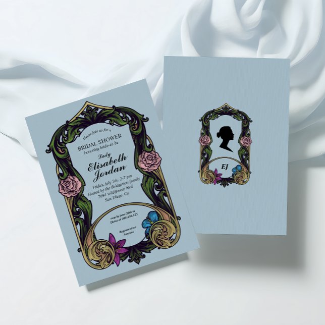 Invitation de la douche nuptiale vintage Blue Brid (Créateur téléchargé)