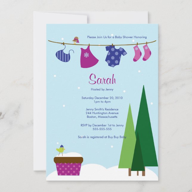 Invitation de la douche pour bébés (Devant)