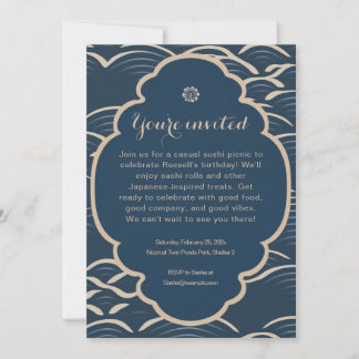 Invitation de la fête à vague bleue d'inspiration 