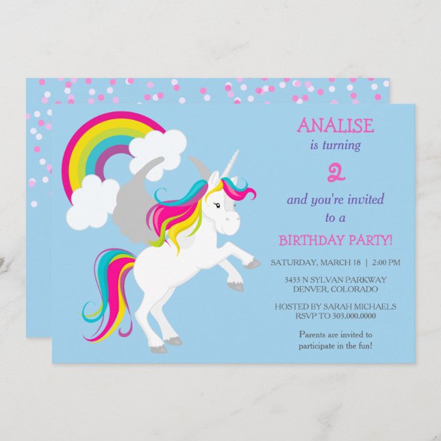 Invitation de la fête Anniversaire de enfant de la (Devant / Derrière)