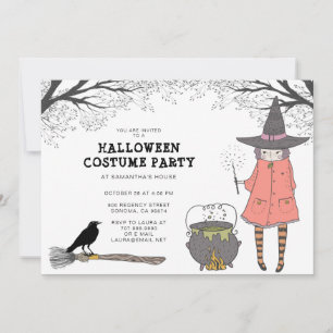 Invitation de la fête costumée de sorcière pour en