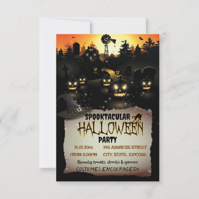 Invitation de la fête costumée d'Halloween modifia (Devant)
