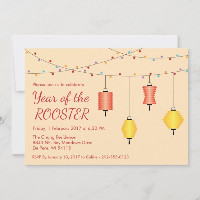 Invitation de la fête Customisée du Nouvel An chin (Devant)