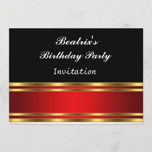Invitation de la fête d'anniversaire Black Red et 