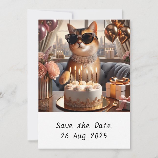 Invitation de la fête d'anniversaire CAT (Devant)