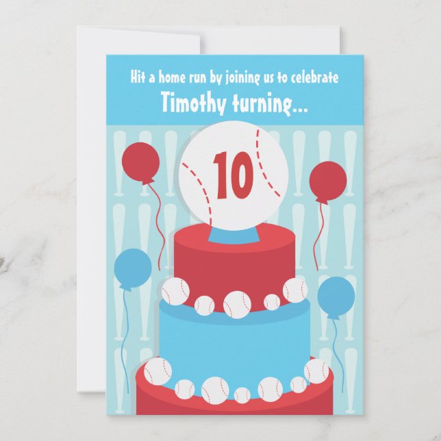 Invitation de la fête d'anniversaire de baseball (Devant)