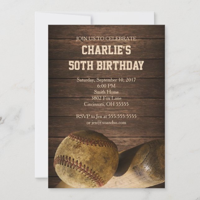 Invitation de la fête d'anniversaire de baseball V (Devant)