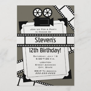 Invitation de la fête d'anniversaire de cinéma et 