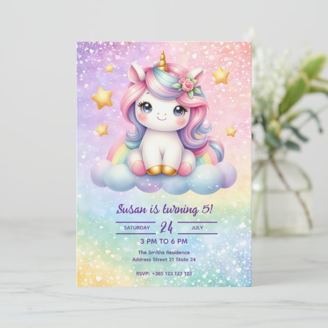 Invitation de la fête d'anniversaire de Kawaii Uni (Debout devant)
